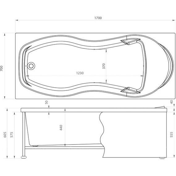 Ванна акриловая Aquanet Tessa 170х70 см 242924 - фото 13