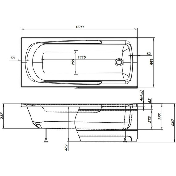 Ванна акриловая Aquanet Extra 160х70 см 254882, Размер - мм: 1600х700 - фото 13