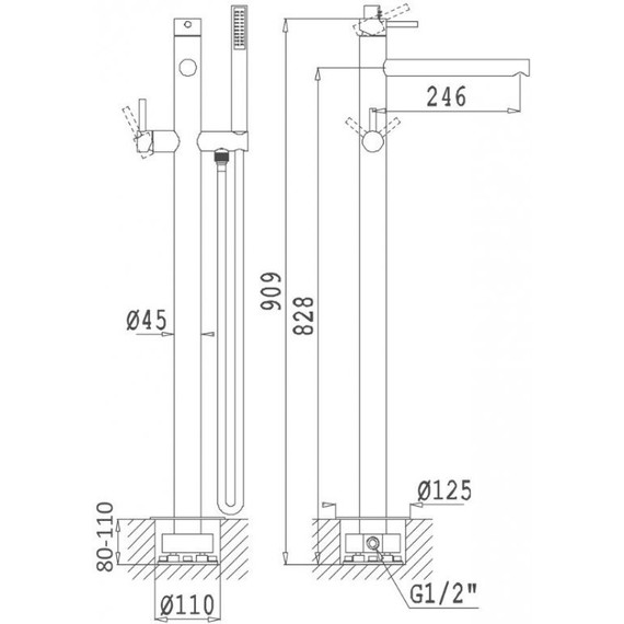 Смеситель для ванны Cezares CZR-B-VDP-03, золото - фото 3