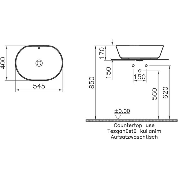 Раковина-чаша Vitra Geo 55 см 7427B003-0012 - фото 2