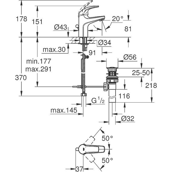 Смеситель для раковины Grohe BauCurve 32805000 - фото 10
