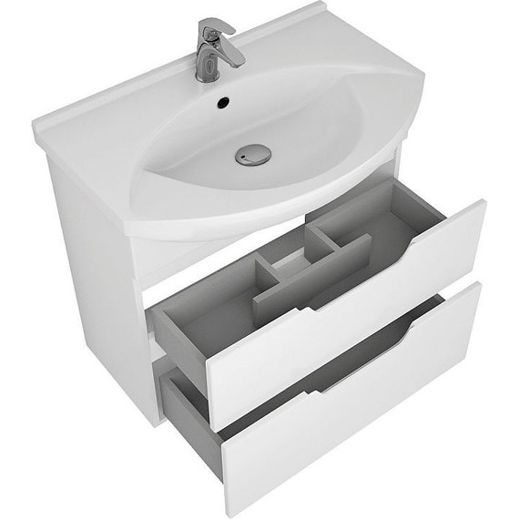 Тумба напольная с раковиной Dreja Laguna Plus 75 см 99.0106, белый глянец (раковина Лагуна) - фото 12