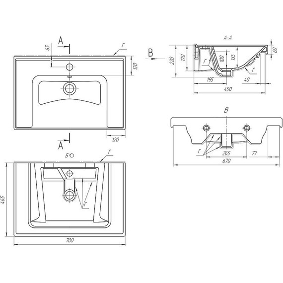 Тумба подвесная с раковиной Dreja Prime 70 см 99.9301, белый глянец - фото 18