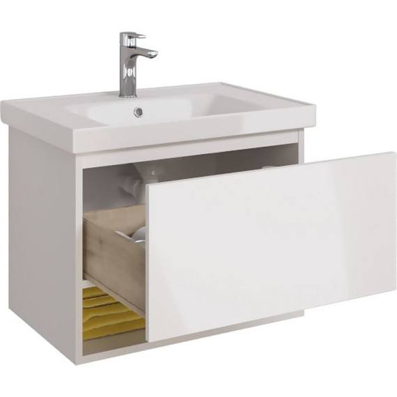 Тумба подвесная с раковиной Dreja Perfecto 70 см 99.0807, белый глянец - фото 6