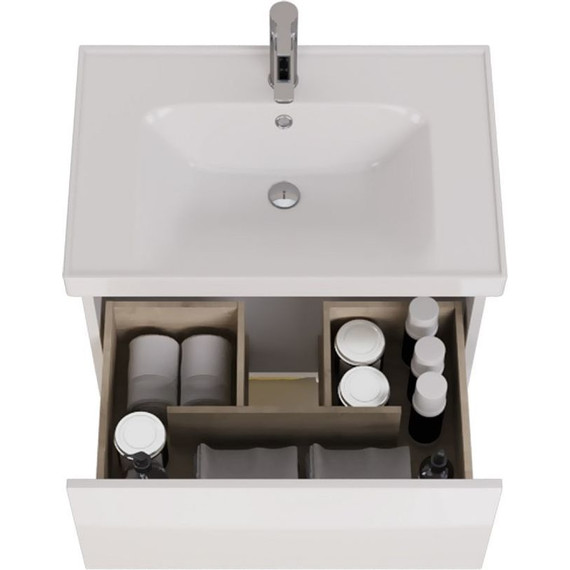 Тумба подвесная с раковиной Dreja Perfecto 70 см 99.0807, белый глянец - фото 9