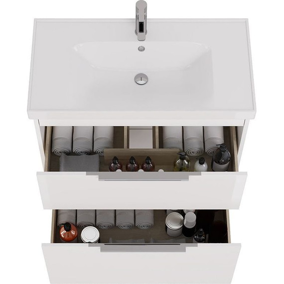 Тумба подвесная с раковиной Dreja Prime 90 см 99.9302, белый глянец - фото 10