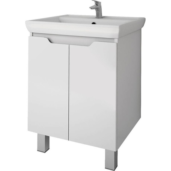 Тумба напольная с раковиной Dreja Q Plus 55 см 99.1008, белый глянец - фото 