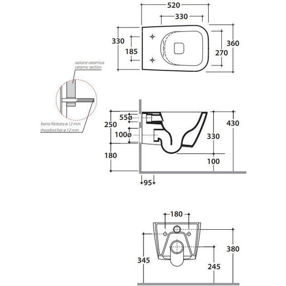 Унитаз подвесной безободковый Globo Stone 52х36 см STS05.AR, черный матовый, Цвет производителя: чёрный матовый - фото 2
