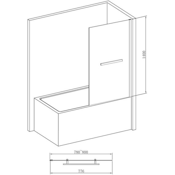 Шторка для ванны Abber Immer Offen 80 см AG70080B, черный/прозрачное - фото 3