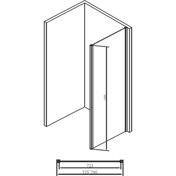 Боковая стенка Abber Schwarzer Diamant 80 см S80B, черный/прозрачное - фото 3
