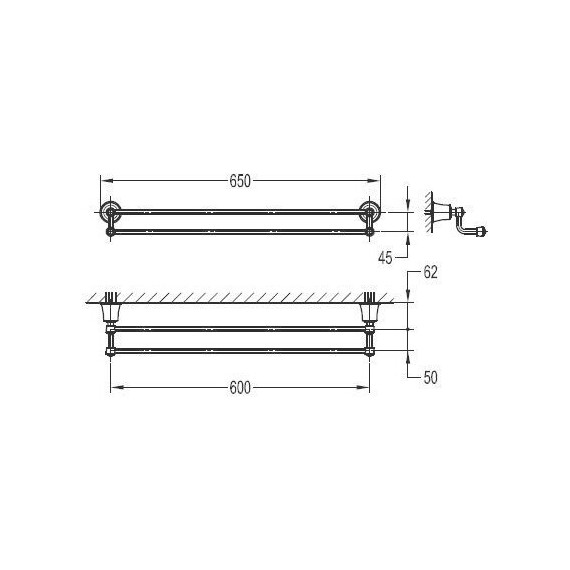 Держатель для полотенца Cezares Liberty 65 см CZR-F-8982 - фото 2