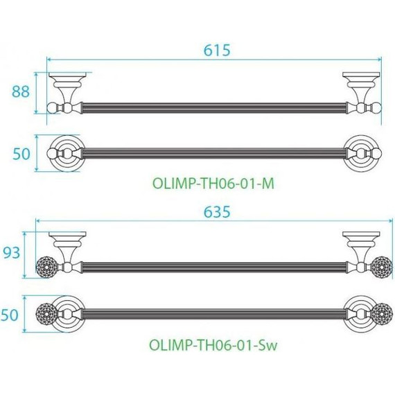 Держатель для полотенца Cezares Olimp 63 см OLIMP-TH06-01-Sw - фото 2