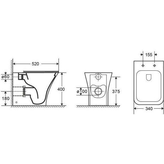Унитаз приставной CeramaLux Rimless 215D с крышкой микролифт - фото 2