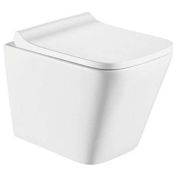 Унитаз подвесной CeramaLux Rimless 5171MW с крышкой микролифт, белый матовый, Цвет производителя: белый матовый - фото 