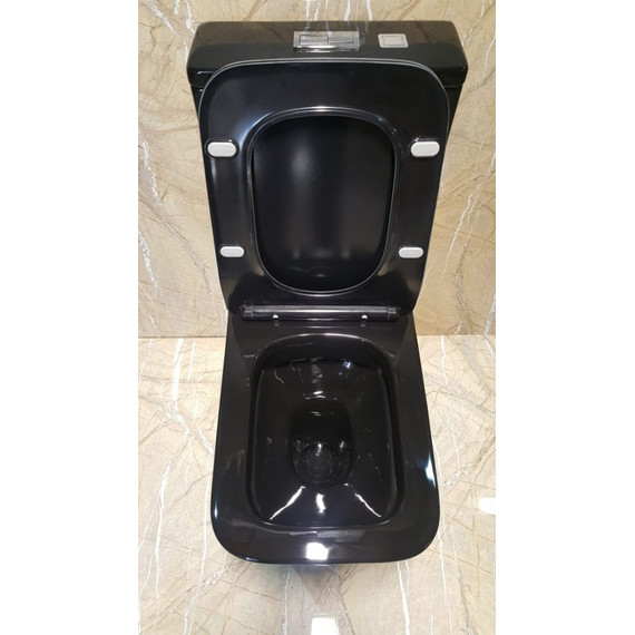 Унитаз-компакт CeramaLux Rimless NS-2170-18 с крышкой микролифт, черный глянцевый (арматура Geberit), Цвет производителя: чёрный глянцевый - фото 3