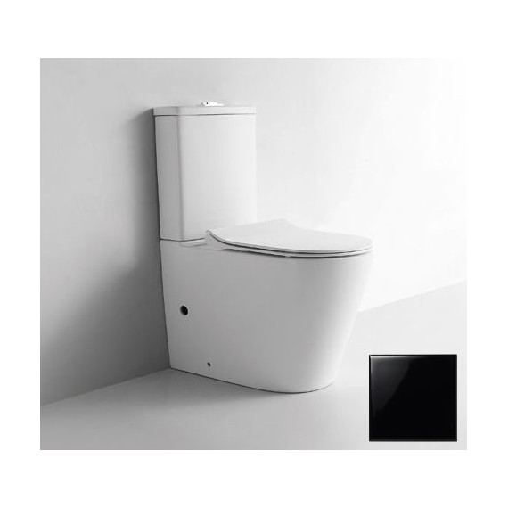 Унитаз-компакт CeramaLux Rimless NS-2178-18 с крышкой микролифт, (арматура Geberit) черный глянцевый - фото 