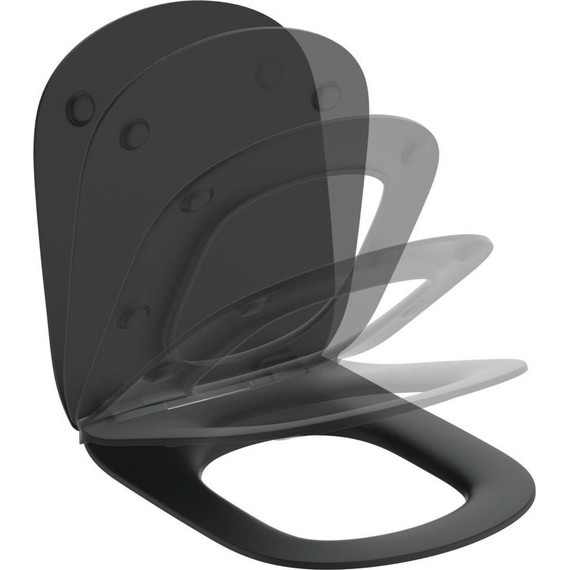 Сиденье с крышкой для унитаза Ideal Standard Silk Black Tesi микролифт T3527V3, черный матовый - фото 