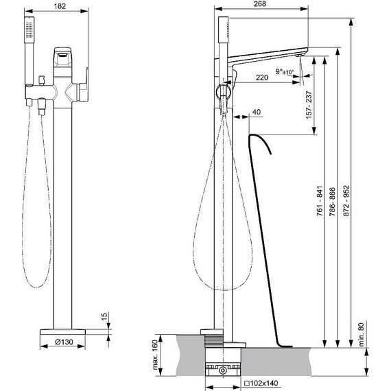 Смеситель для ванны Ideal Standard Silk Black Tonic II A6347XG, черный матовый - фото 3