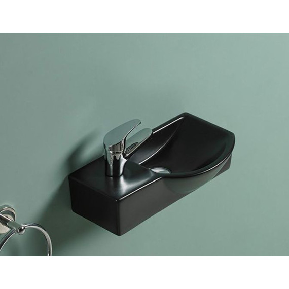 Раковина подвесная CeramaLux N 40 см 7947ARMB, черный матовый - фото 2