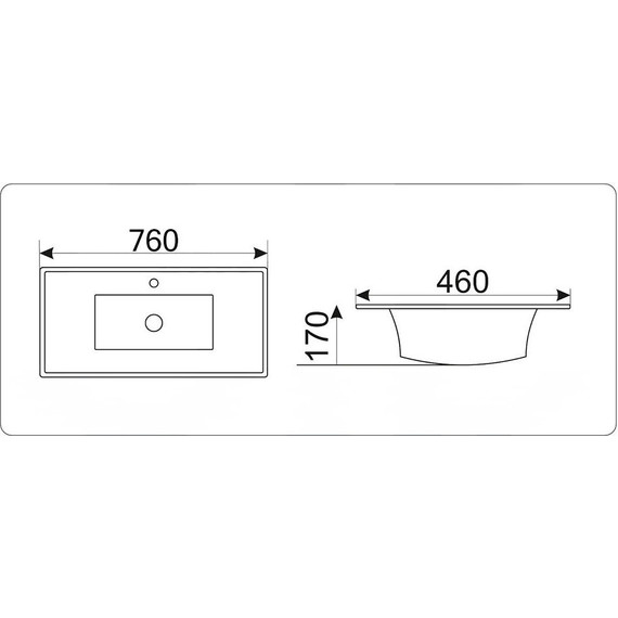 Раковина врезная на столешницу CeramaLux N 76 см JY-807-75 - фото 3