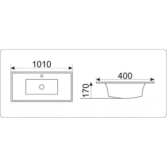 Раковина врезная на столешницу CeramaLux N 101 см YJ-803-100 - фото 6