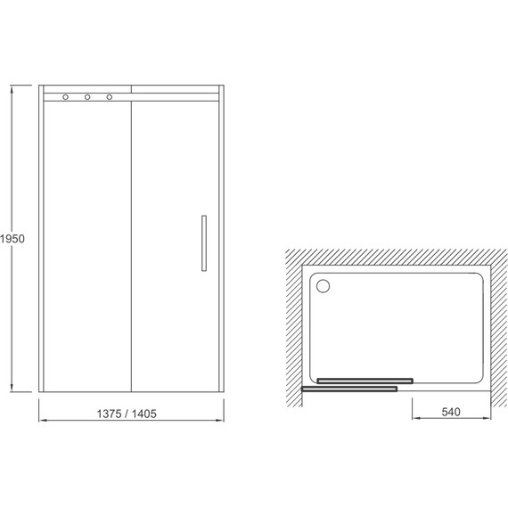 Душевая дверь Jacob Delafon Contra 140 см E22C140-BL (стекло 8 мм), черный/прозрачное - фото 2