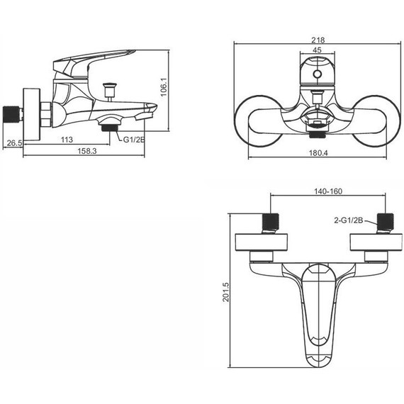 Набор смесителей 3 в 1 для ванны с коротким изливом Jacob Delafon Elite E32911RU-CP - фото 10