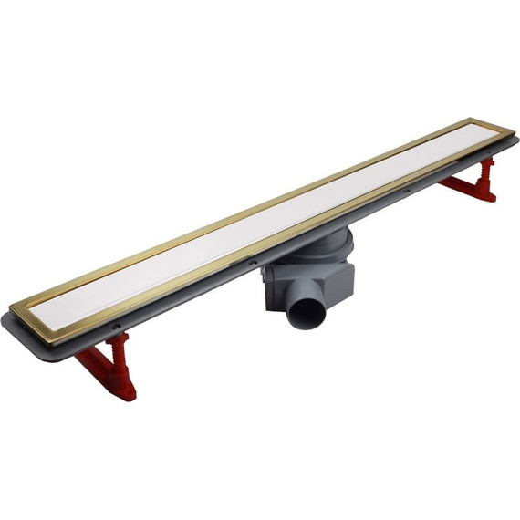 Трап Pestan (BETTOSERB) Confluo Premium White Glass Line Gold 45 см 13100120, нержавеющая сталь/стекло, золото/белый, Цвет производителя: белый, золото, Размер трапа: 450 - фото 