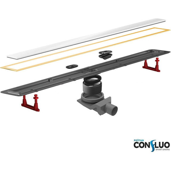 Трап Pestan (BETTOSERB) Confluo Premium White Glass Line Gold 45 см 13100120, нержавеющая сталь/стекло, золото/белый, Цвет производителя: белый, золото, Размер трапа: 450 - фото 2