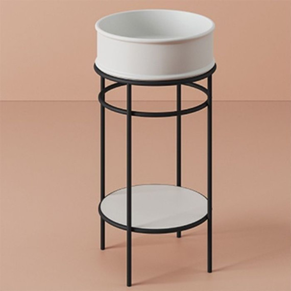 Раковина с металлической консолью ArtCeram Vogue 44 см ATL001 01 00 (чёрная с белой подставкой) - фото 