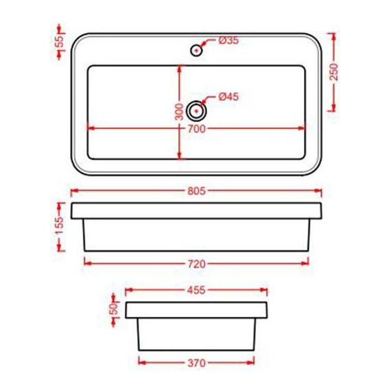 Раковина врезная на столешницу Artceram Fuori Scala 80 см TFL035 17 00 *1, чёрный матовый - фото 2