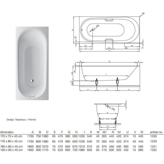 Ванна стальная Bette Comodo 170х80 см 1253-000 - фото 4