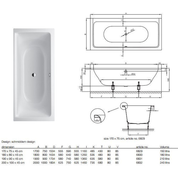 Ванна cтальная Bette Free 200х100 см 6832-000 - фото 7
