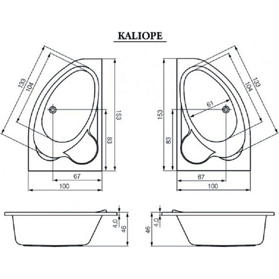 Ванна акриловая Cersanit Kaliope L 153x100 см, Размер - мм: 1530х1000 - фото 11