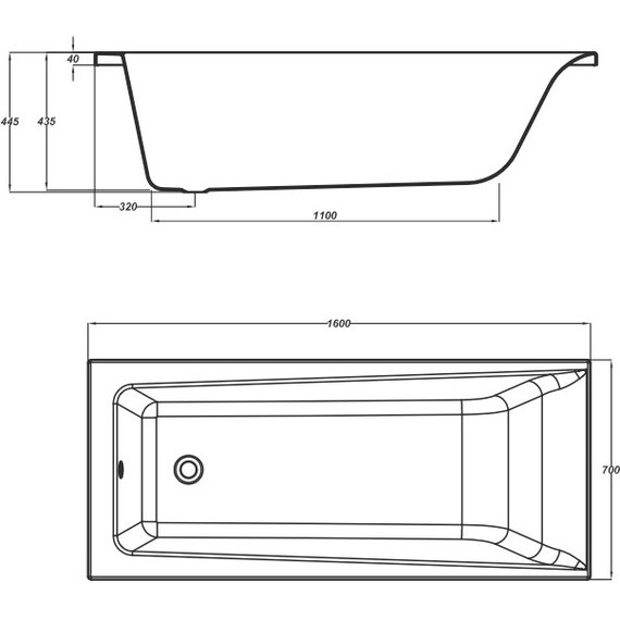 Ванна акриловая Cersanit Lorena 160x70 см, Размер - мм: 1600х700 - фото 8
