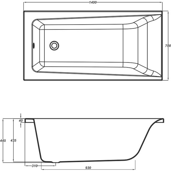 Ванна акриловая Cersanit Lorena 140x70 см, Размер - мм: 1400х700 - фото 8