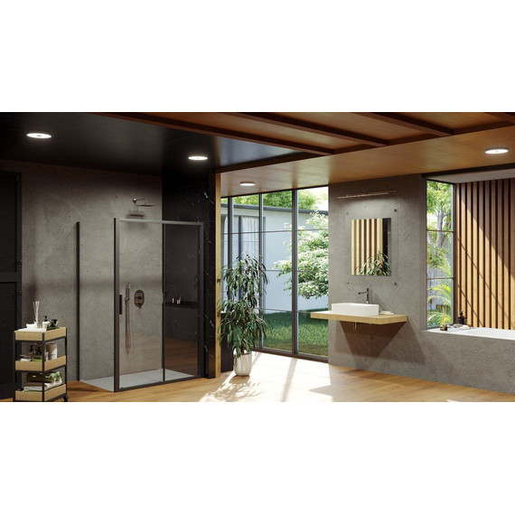 Душевое ограждение Ravak Blix Slim BLSDP2+BLSPS 110х90 см X0PMD0300Z1+X9BM70300Z1 чёрный/прозрачное - фото 3