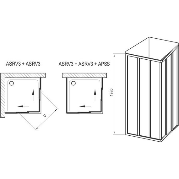 Душевое ограждение Ravak Supernova ASRV3+ASRV3 80x80 см 15V401R2Z1 белый/прозрачное - фото 7