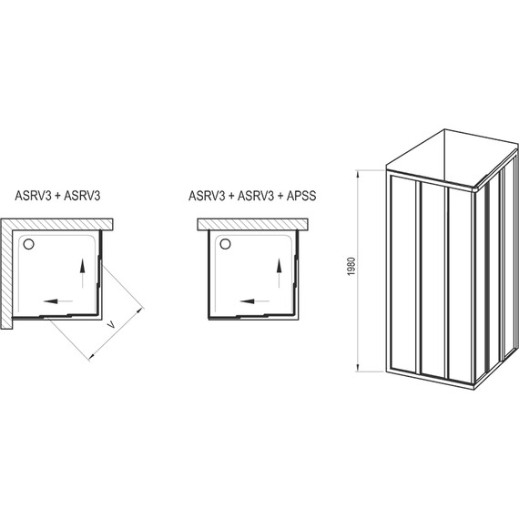 Душевое ограждение Ravak Supernova ASRV3+ASRV3 75x75 см 15V303R2ZG чёрный/матовый - фото 4