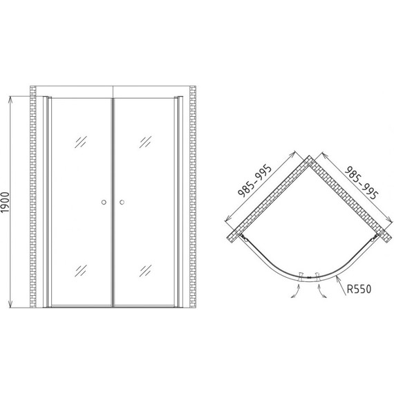 Душевое ограждение Gemy New Rockcoco 100x100 см S03082B, хром/прозрачное - фото 4