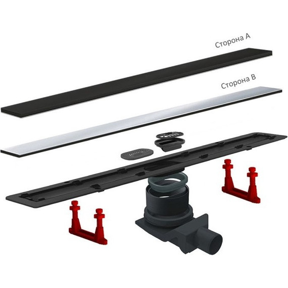 Трап Pestan (BETTOSERB) Confluo Frameless Line Black Glass 85 см 13701206, хром/черный, Цвет производителя: хром, чёрный, Размер трапа: 850 - фото 