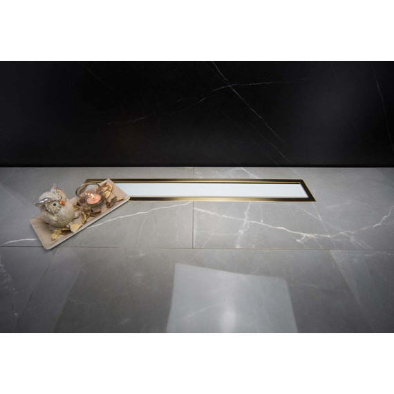 Трап Pestan (BETTOSERB) Confluo Premium White Glass Line Gold 95 см 13100126, нержавеющая сталь/стекло, золото/белый, Цвет производителя: белый, золото, Размер трапа: 950 - фото 7