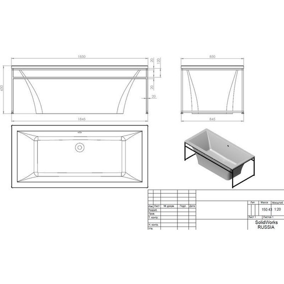 Ванна Астра-Форм Лотус 185х85 см - фото 11