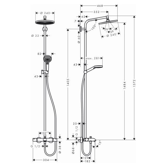 Душевая стойка Hansgrohe Crometta S 240 Showerpipe 27320000 - фото 4