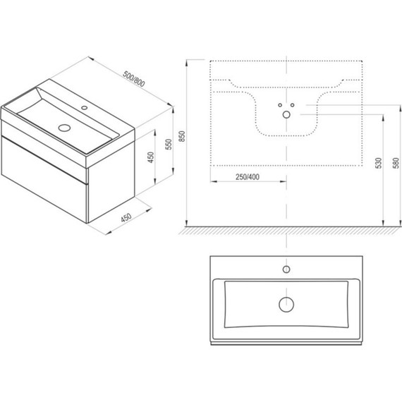 Тумба подвесная с раковиной Ravak SD Natural 50 см X000001051, белый - фото 4