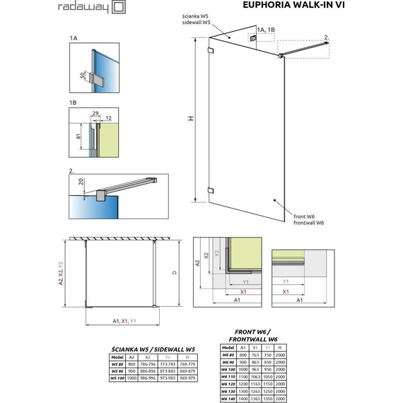 Душевое ограждение Radaway Euphoria Walk-in VI 130x80 см (стекло 8 мм), хром/прозрачное - фото 11