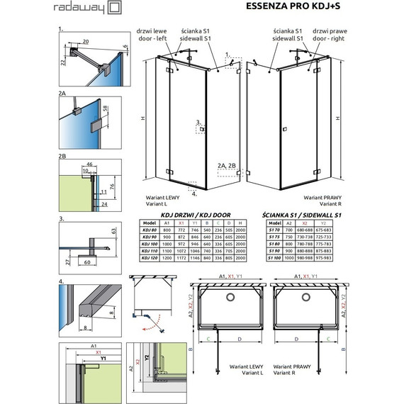 Душевое ограждение Radaway Essenza Pro Gold KDJ+S 110x70 см R, золото/прозрачное - фото 8
