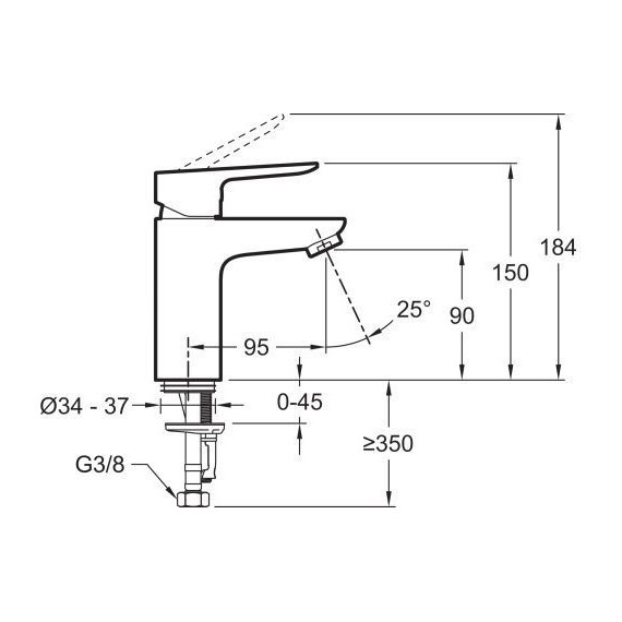 Набор смесителей 3 в 1 для ванны с коротким изливом Jacob Delafon Oscar E29847RU-BL, черный матовый - фото 7