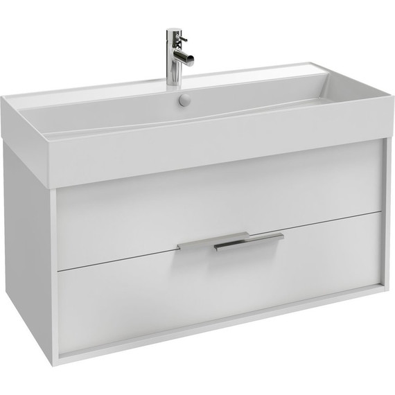 Тумба подвесная с раковиной Jacob Delafon Vivienne 100 см EB1508-N18-N18, белый меламин - фото 