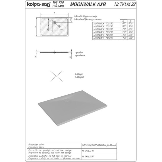 Мраморный поддон Kolpa-San Moonwalk 140x90 см, антрацит - фото 3